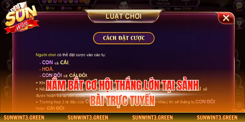 Nắm bắt cơ hội thắng lớn tại sảnh bài trực tuyến